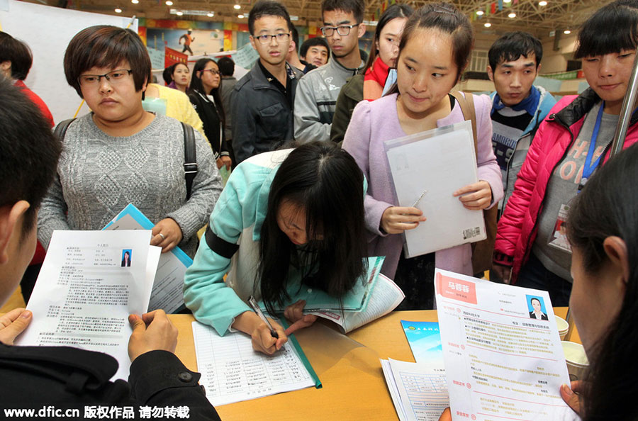 Thousands of college graduates line up to attend job fair in Xi'an