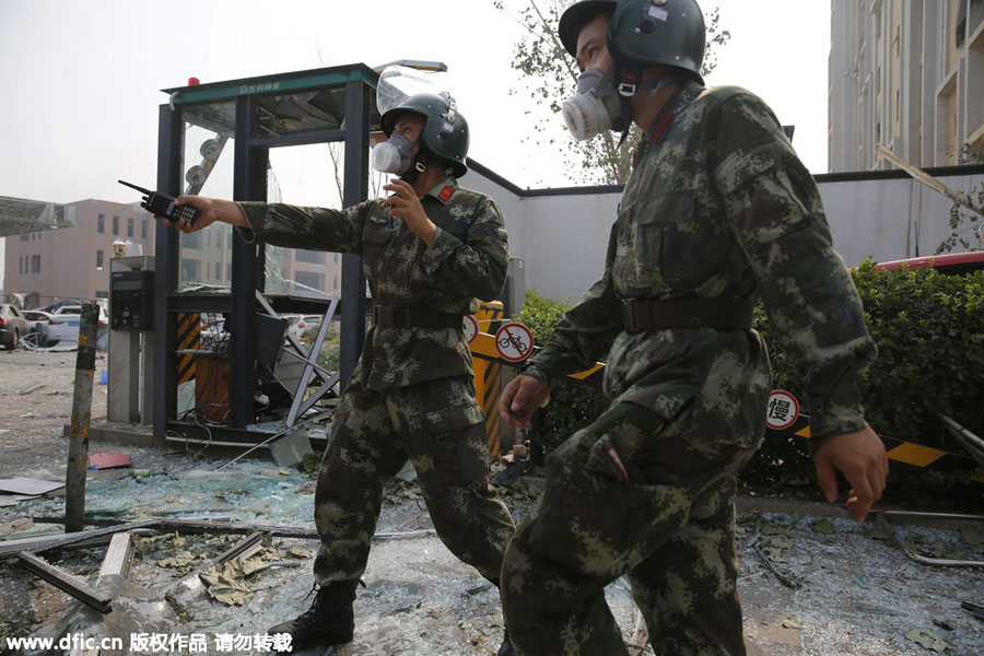 Firefighters: a steady presence at Tianjin blast site