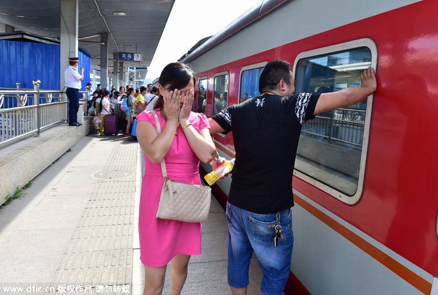 Goodbyes and tears as left-behind children head home