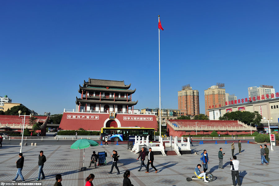 Landmark building in Northwest China resembles Tian'anmen