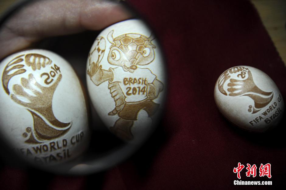 World Cup on eggshell carving handicrafts