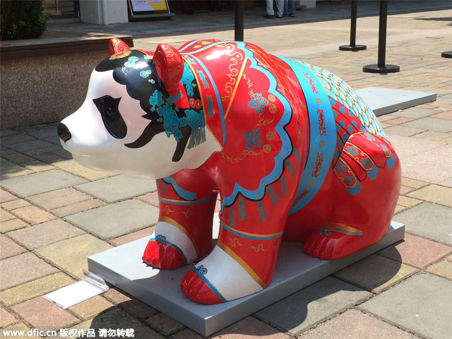 Colorful panda sculptures represent Chengdu