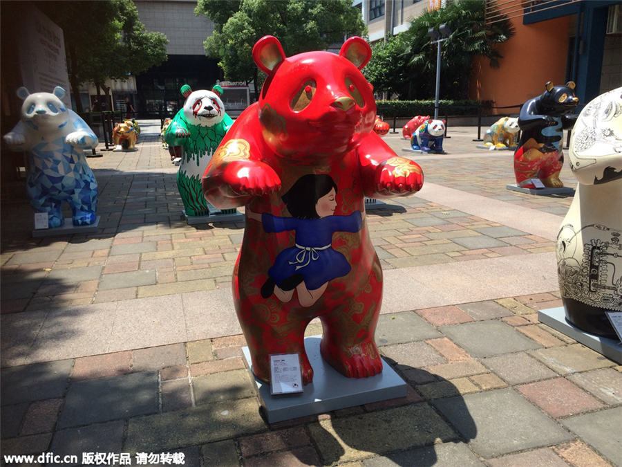 Colorful panda sculptures represent Chengdu