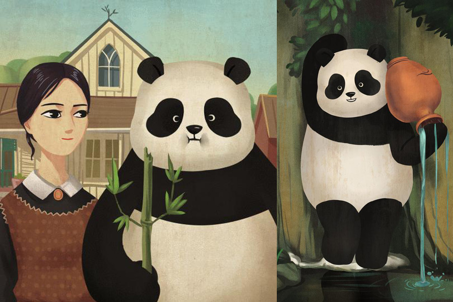 The Chinese panda shakes up famous paintings