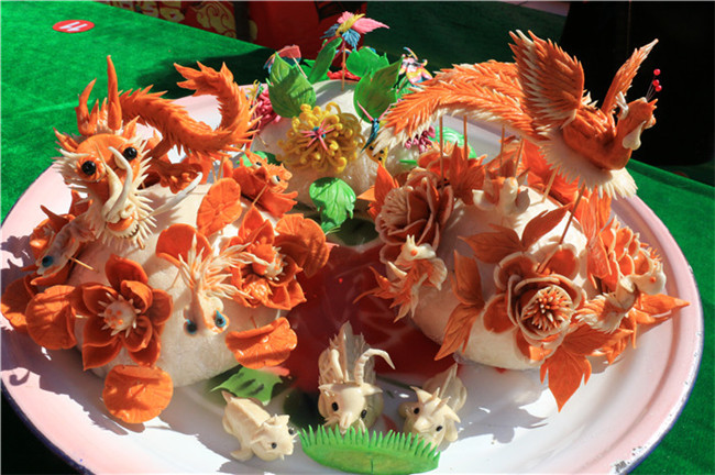 Cute floury flower buns in Shaanxi