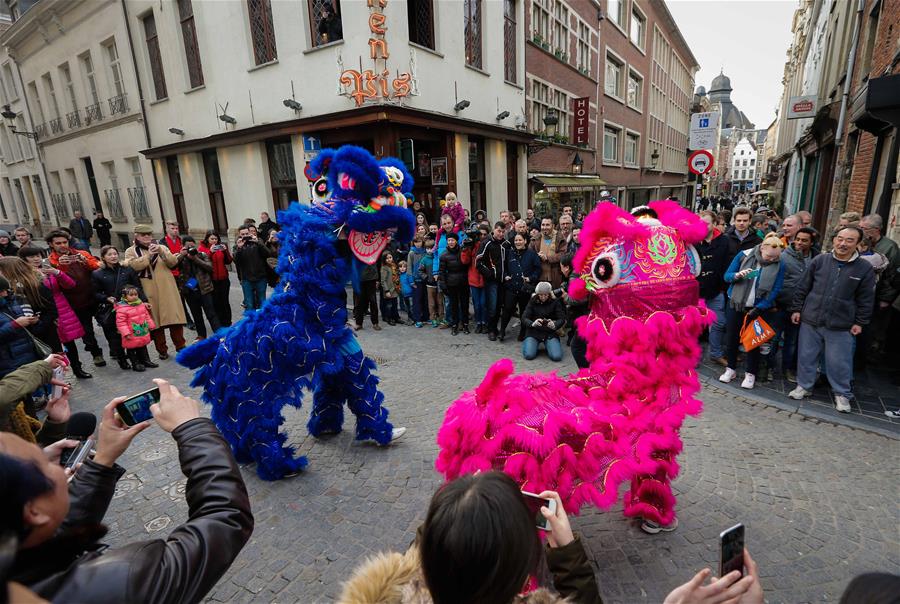 Performers take part in Chinese New Year Parade in Brussels