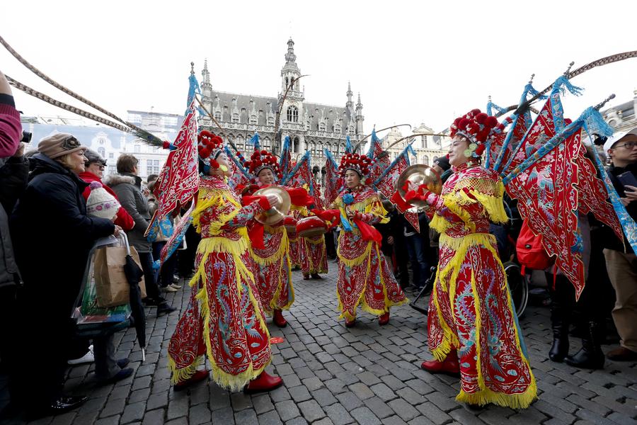 Performers take part in Chinese New Year Parade in Brussels