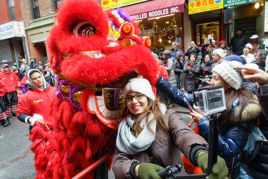 People celebrate Chinese Lunar New Year at Manhattan's Chinatown in New York