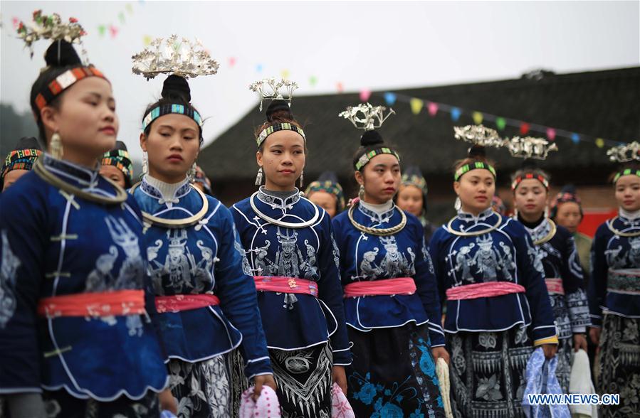 People of Miao ethnic group take part in folk events welcoming spring