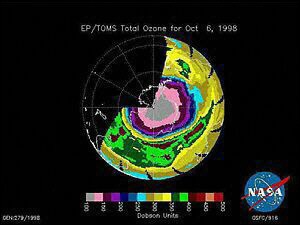 Satellite image showing the thickness of the ozone layer over the Earth's south polar region. Only four industrialised countries: Liechtenstein, Monaco, Australia and the United States remain outside the Kyoto Protocol. [AFP]