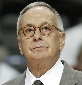 Detroit Pistons head coach Larry Brown reacts on a call during the fourth quarter in game 3 during the Eastern Conference Finals against the Miami Heat at the Palace in Auburn Hills, Mich., Sunday, May 29, 2005. (AP 