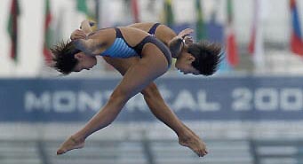 Jia Tong and Yuan Pei Lin finished first in women's 10-meter synchronized diving.