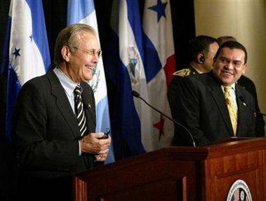 Defense Secretary Donald H. Rumsfeld at the U.S. & Central America Ministers Conference on Security and Economic opportunity in Key Biscayne, Florida, October 13, 2005.