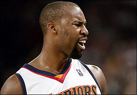 Golden State guard Baron Davis, pictured November 2005, has again been named the National Basketball Association Western Conference Player of the Week.(