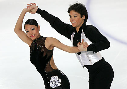 hristina Beier (L) and William Beier perform to the Yankee Polka in the ice dancing Compulsory Dance during the German Figure Skating Championships in Berlin December 27, 2005.