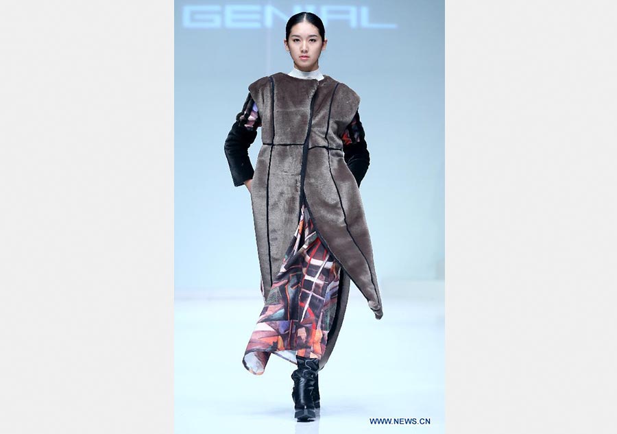 Models present artificial fur at China Fashion Week