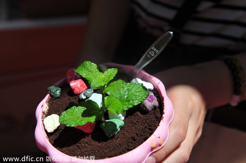 Flower pot ice cream