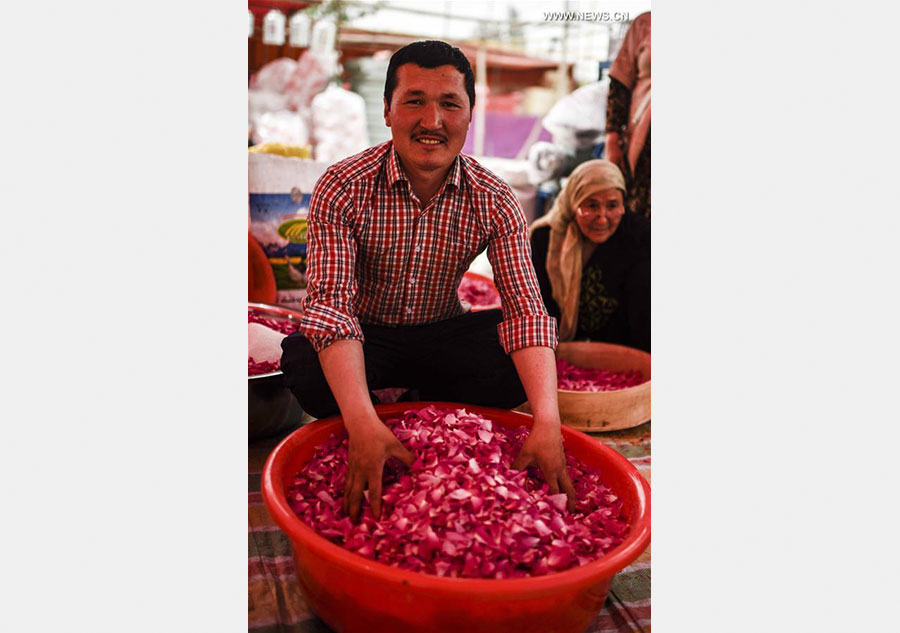 Local health food rose jam at bazaar in China's Xinjiang