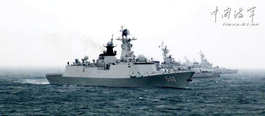 中國海軍特混編隊在東海訓練海空作戰