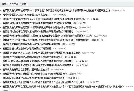 我駐英美俄等國大使分別在當地媒體撰文批判安倍無視歷史