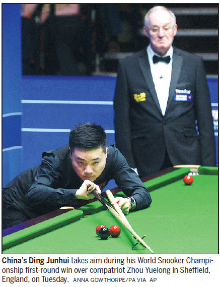 Dominant Ding zaps Zhou, moves on