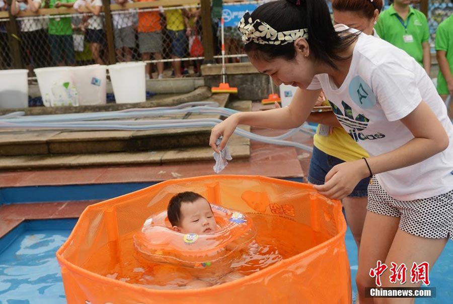 Babies in swimming contest