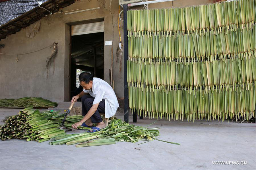 Villagers produce palm fans in Sichuan