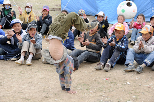 Race course used as makeshift classrooms in Yushu