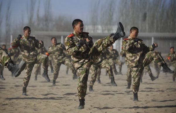 Armed police recruits get drill demo