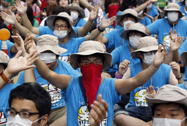 Students protest against Korea-US drill in Seoul