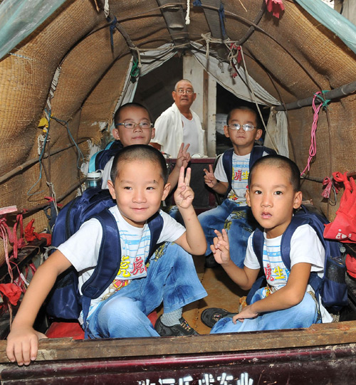 First day of school for quadruplets