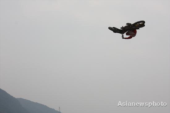 Riders perform air borne tricks