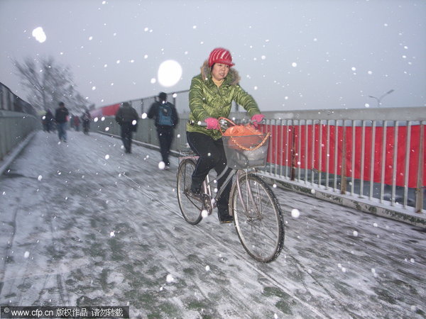 Season's first snow falls in Beijing