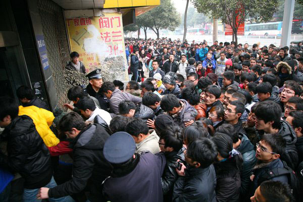 Students rush to get train ticket home