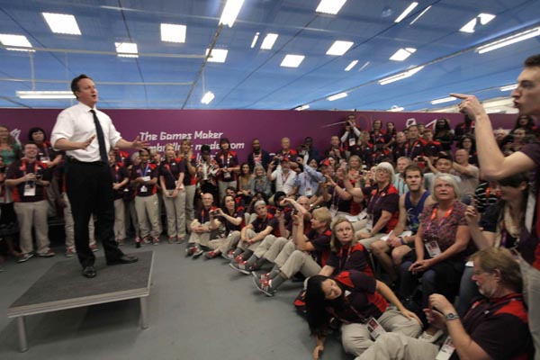 Cameron heckled by a volunteer