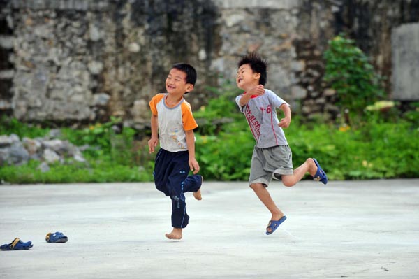 Left behind, children turn to nature