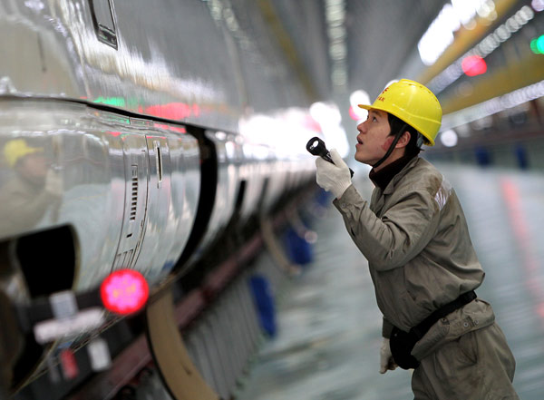 Bullet trains get check-ups before travel rush