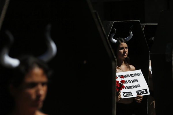 Activists fight against bullfighting in Spain