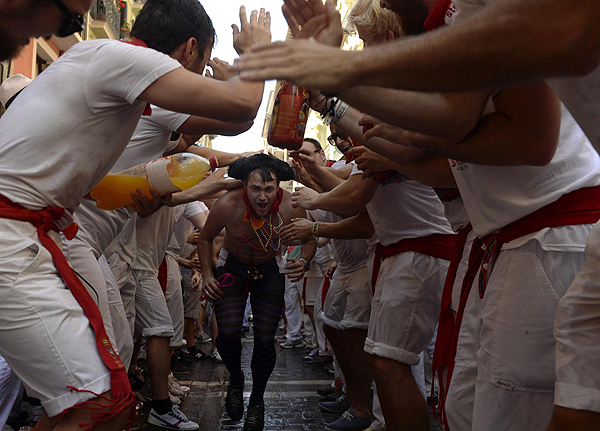 Run with the bulls in Pamplona, Spain