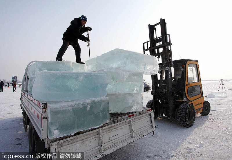 Ice breakers on Songhuajiang River