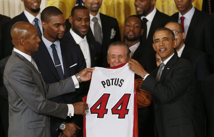 President Obama hosts Heat in White House