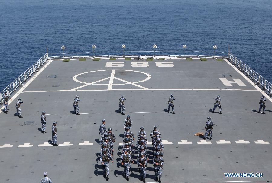 Chinese navy soldiers in escort missions