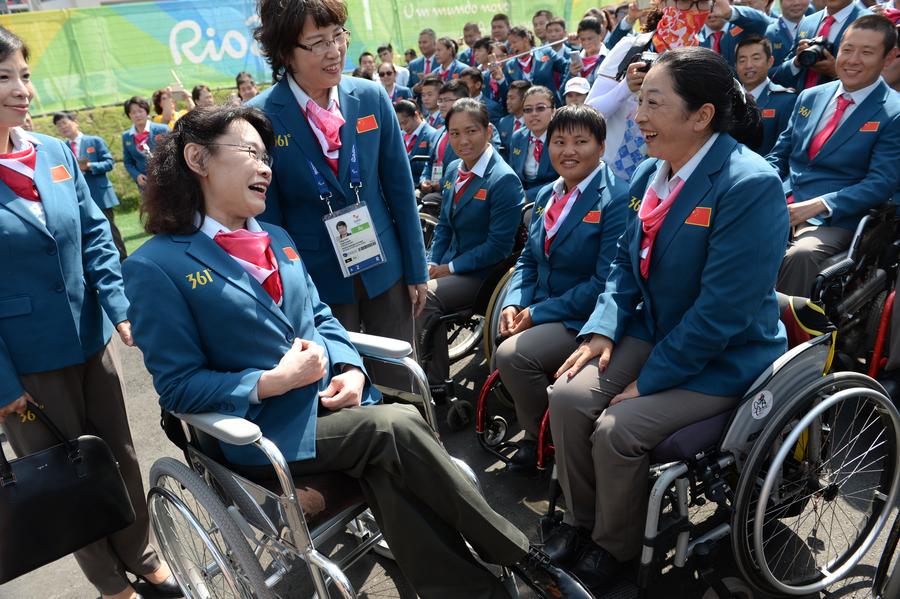 Chinese Paralympic delegates attend flag-raising ceremony