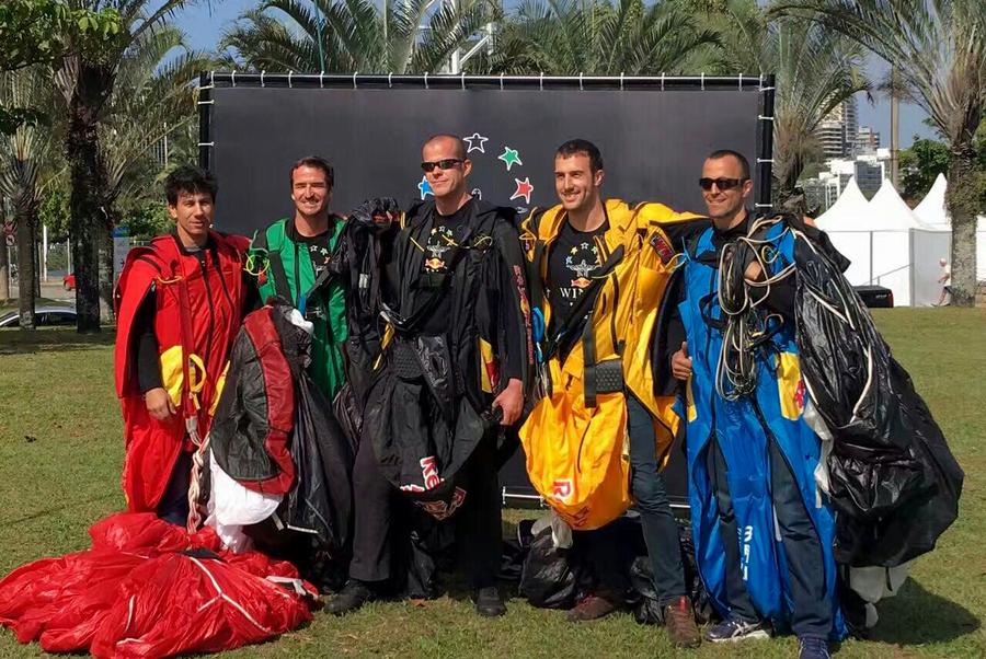 Wingsuit flyers soar over Christ the Redeemer statue