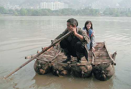 Floating on sheepskin