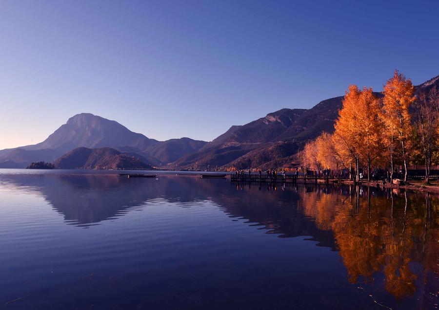 Winter scenery of Lugu Lake,Yunnan province