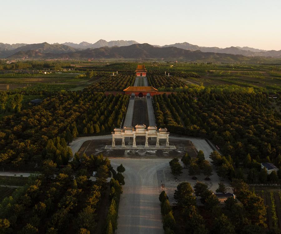 Historic Qingdongling tombs immersed in morning light