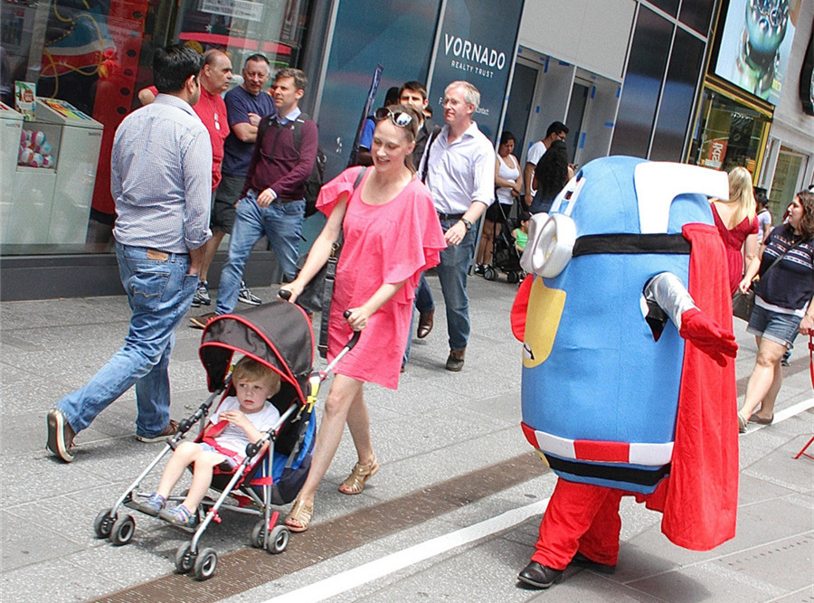 New York installs activity zones for costume characters in Times Square