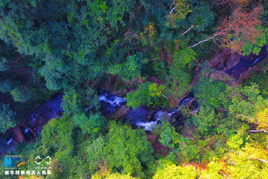 Aerial photos of Daxushan Waterfalls in China's Guangdong