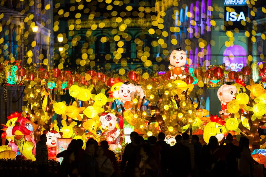 Scenery of lights decoration for Chinese lunar new year in Macao